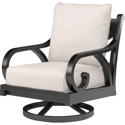 Monterey Outdoor Swivel Rocker by Sunset West in browns. Made from aluminum in a cottage & farmhouse style.