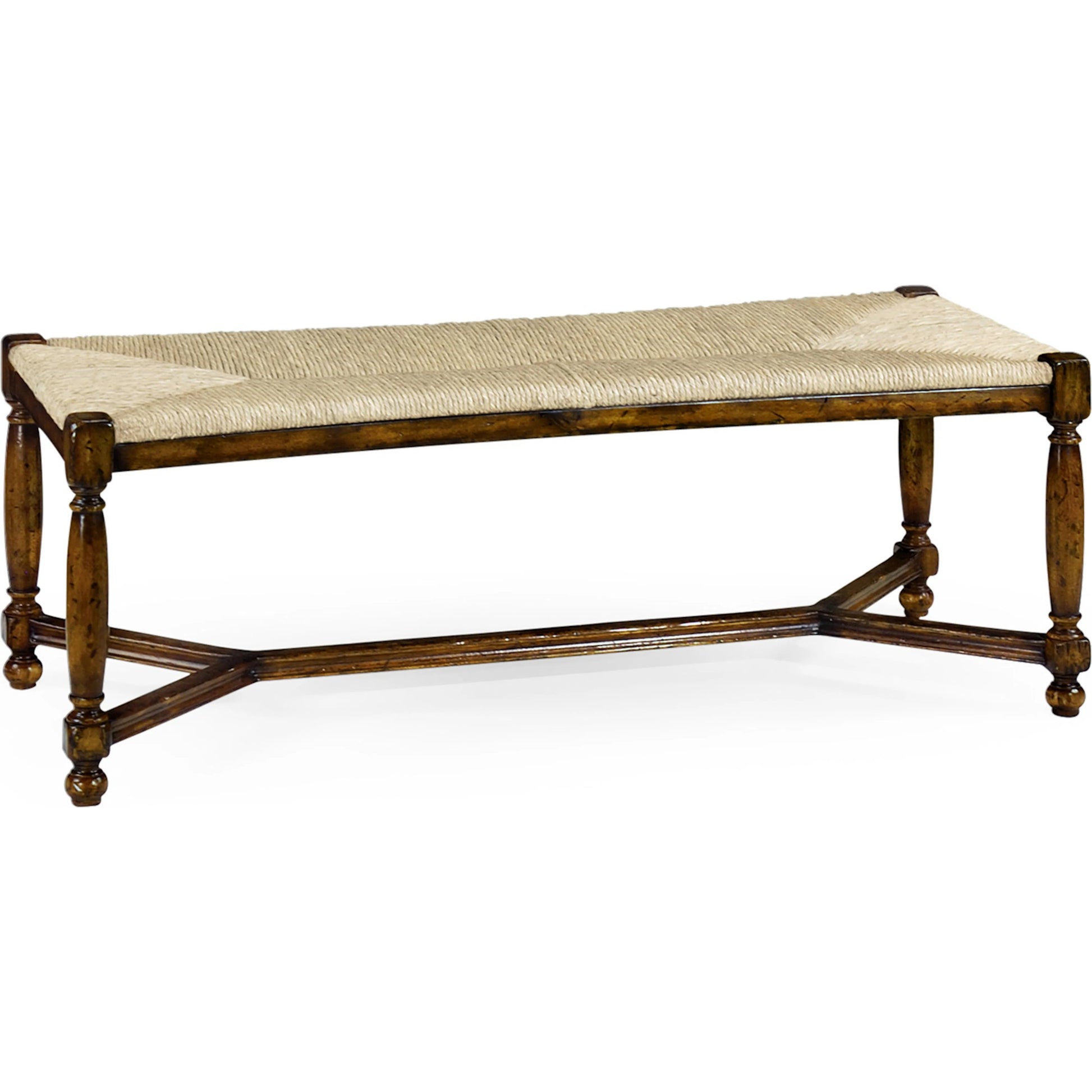 Buckingham Rush Seat Stool by Jonathan Charles in medium walnut. Made from acacia in a cottage & farmhouse style.