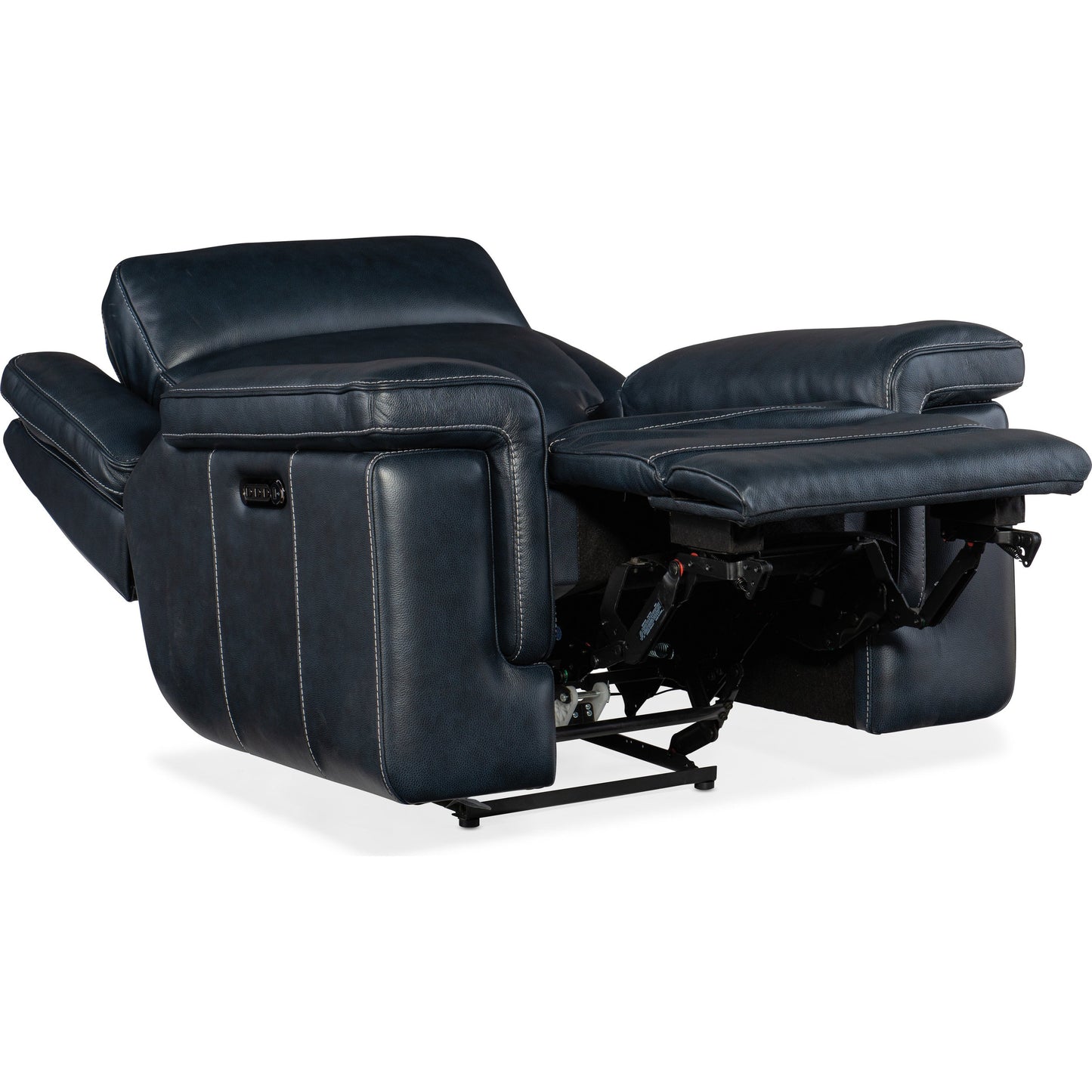 003 SI-1873169 | Additional Silo | Montel Lay Flat Power Recliner by Hooker Furniture in cosmos cobalt. Made from leather in a traditional style.