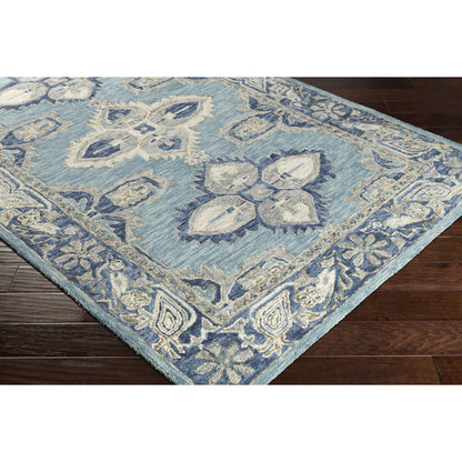 Bonifate Rug - 22104 by Surya in pale blue, blue, dark blue, ivory, light beige, olive. Made from 100% wool in a unique style.