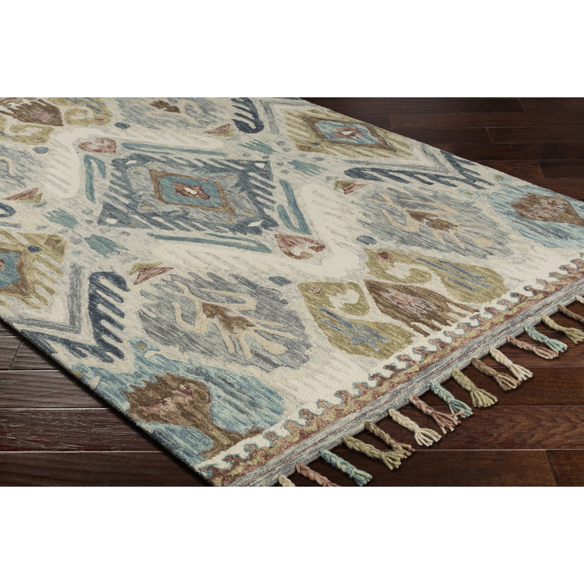 Bonifate Rug - 23117 by Surya in teal, light pink, rose, light beige, burnt orange. Made from 100% wool in a unique style.