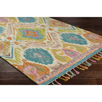 Bonifate Rug - 23117 by Surya in teal, light pink, rose, light beige, burnt orange. Made from 100% wool in a unique style.