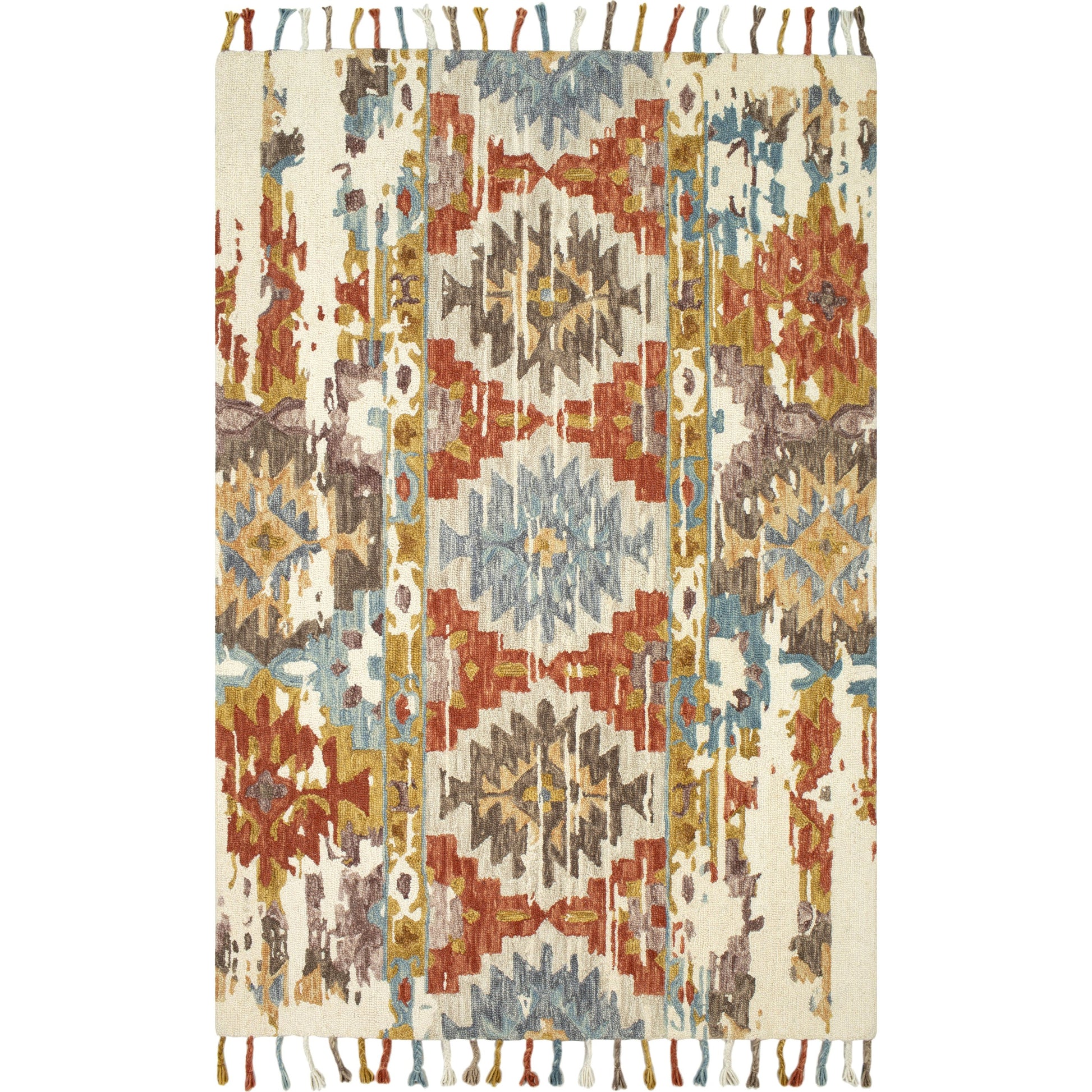 Bonifate Rug - 23121 by Surya in teal, mustard, slate, light slate, charcoal, ice blue. Made from 100% wool in a unique style.