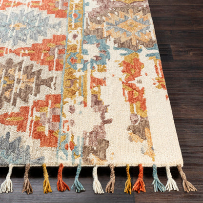 Bonifate Rug - 23121 by Surya in teal, mustard, slate, light slate, charcoal, ice blue. Made from 100% wool in a unique style.