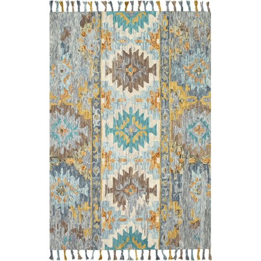 Bonifate Rug - 23121 by Surya in teal, mustard, slate, light slate, charcoal, ice blue. Made from 100% wool in a unique style.