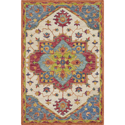 Bonifate Rug - 23266 by Surya in dark blue, blue, rust, mustard, light olive. Made from 100% wool in a unique style.