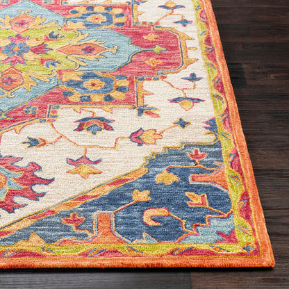 Bonifate Rug - 23266 by Surya in dark blue, blue, rust, mustard, light olive. Made from 100% wool in a unique style.