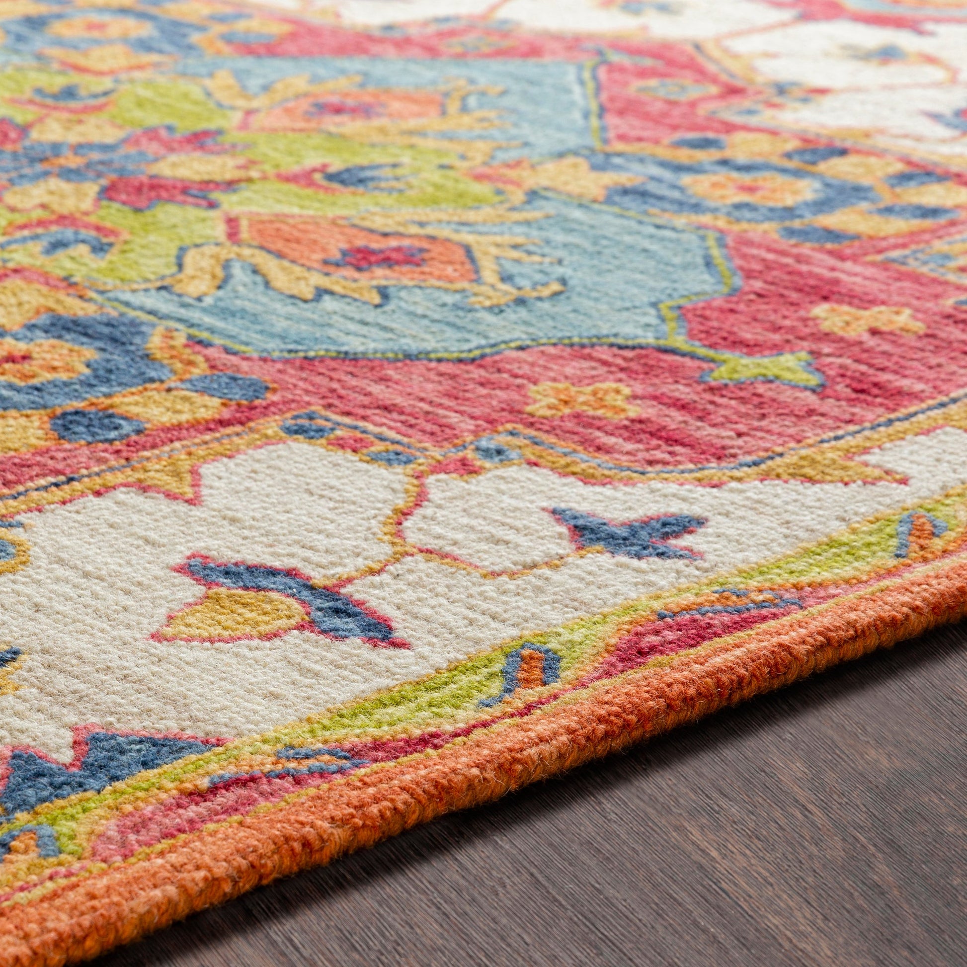 Bonifate Rug - 23266 by Surya in dark blue, blue, rust, mustard, light olive. Made from 100% wool in a unique style.