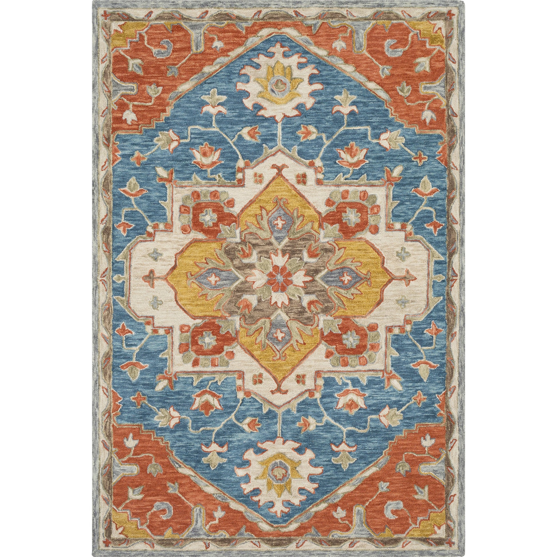 Bonifate Rug - 23266 by Surya in dark blue, blue, rust, mustard, light olive. Made from 100% wool in a unique style.