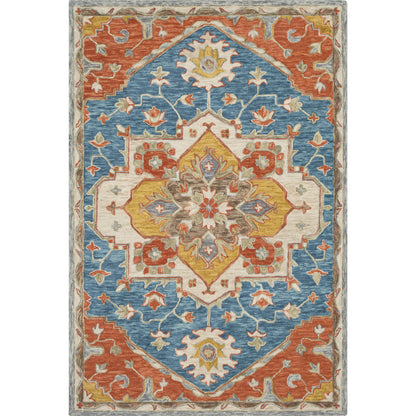 Bonifate Rug - 23266 by Surya in dark blue, blue, rust, mustard, light olive. Made from 100% wool in a unique style.