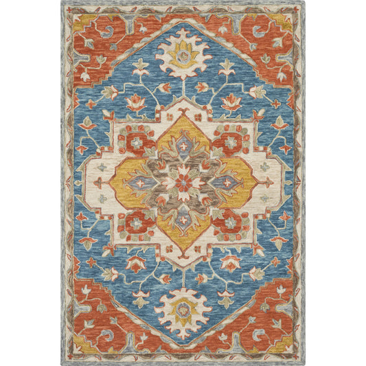 Bonifate Rug - 23266 by Surya in dark blue, blue, rust, mustard, light olive. Made from 100% wool in a unique style.