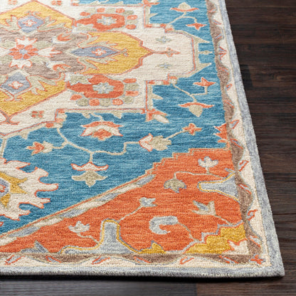 Bonifate Rug - 23266 by Surya in dark blue, blue, rust, mustard, light olive. Made from 100% wool in a unique style.