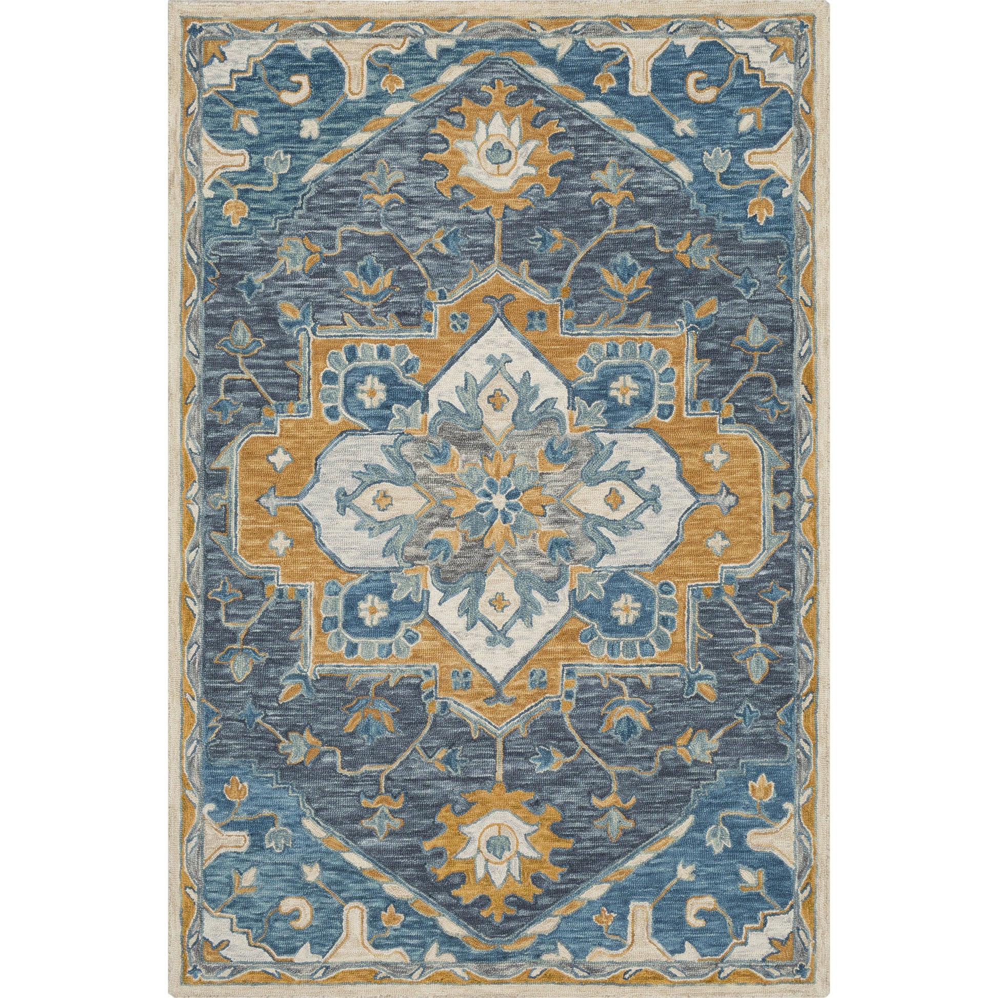 Bonifate Rug - 23266 by Surya in dark blue, blue, rust, mustard, light olive. Made from 100% wool in a unique style.