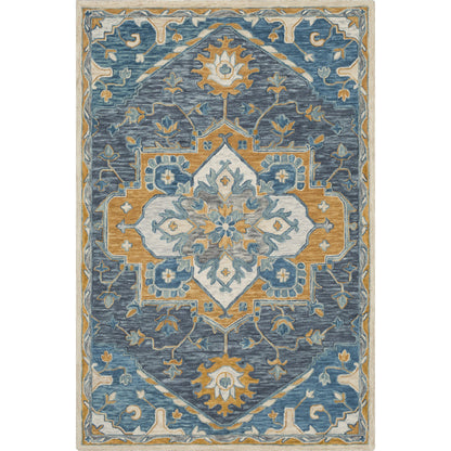 Bonifate Rug - 23266 by Surya in dark blue, blue, rust, mustard, light olive. Made from 100% wool in a unique style.