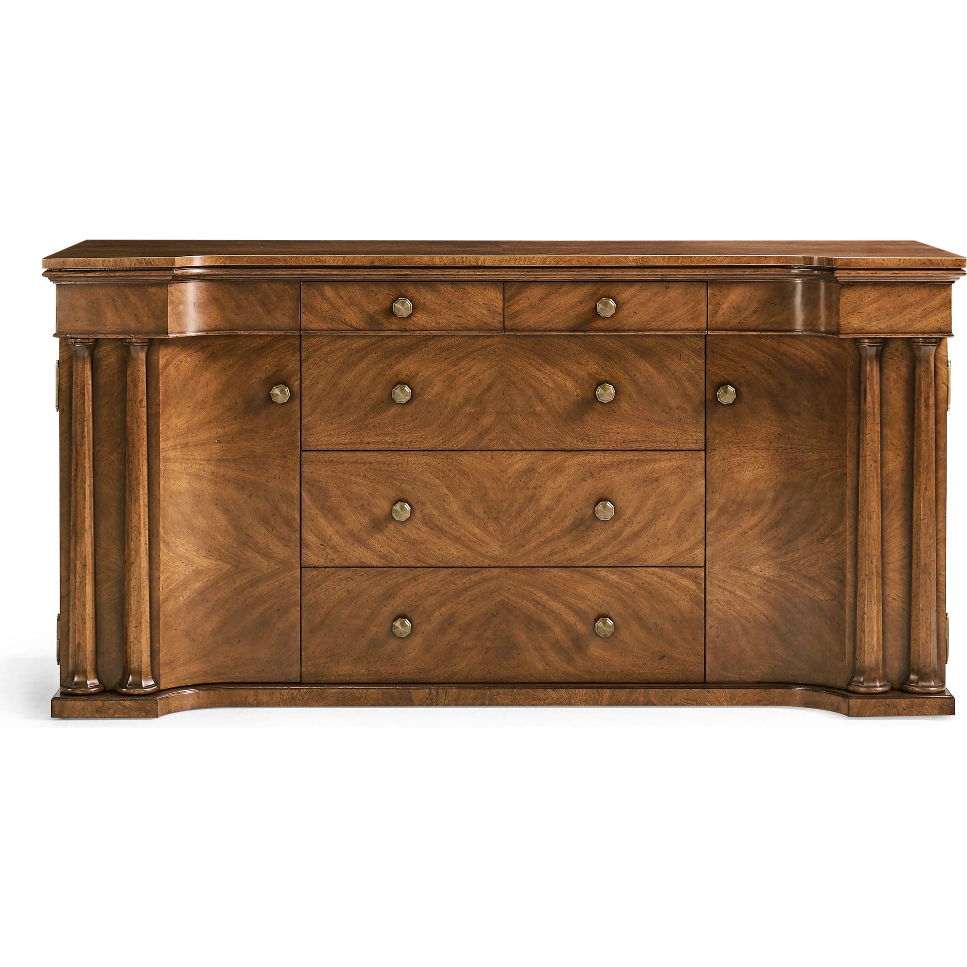 Hattie Sideboard by Jonathan Charles in medium crotch walnut. Made from celejeria veneer in a traditional style.