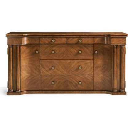 Hattie Sideboard by Jonathan Charles in medium crotch walnut. Made from celejeria veneer in a traditional style.