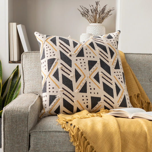 Binga Pillow - 9661 by Surya in black, cream. Made from 100% cotton in a eclectic & global style.