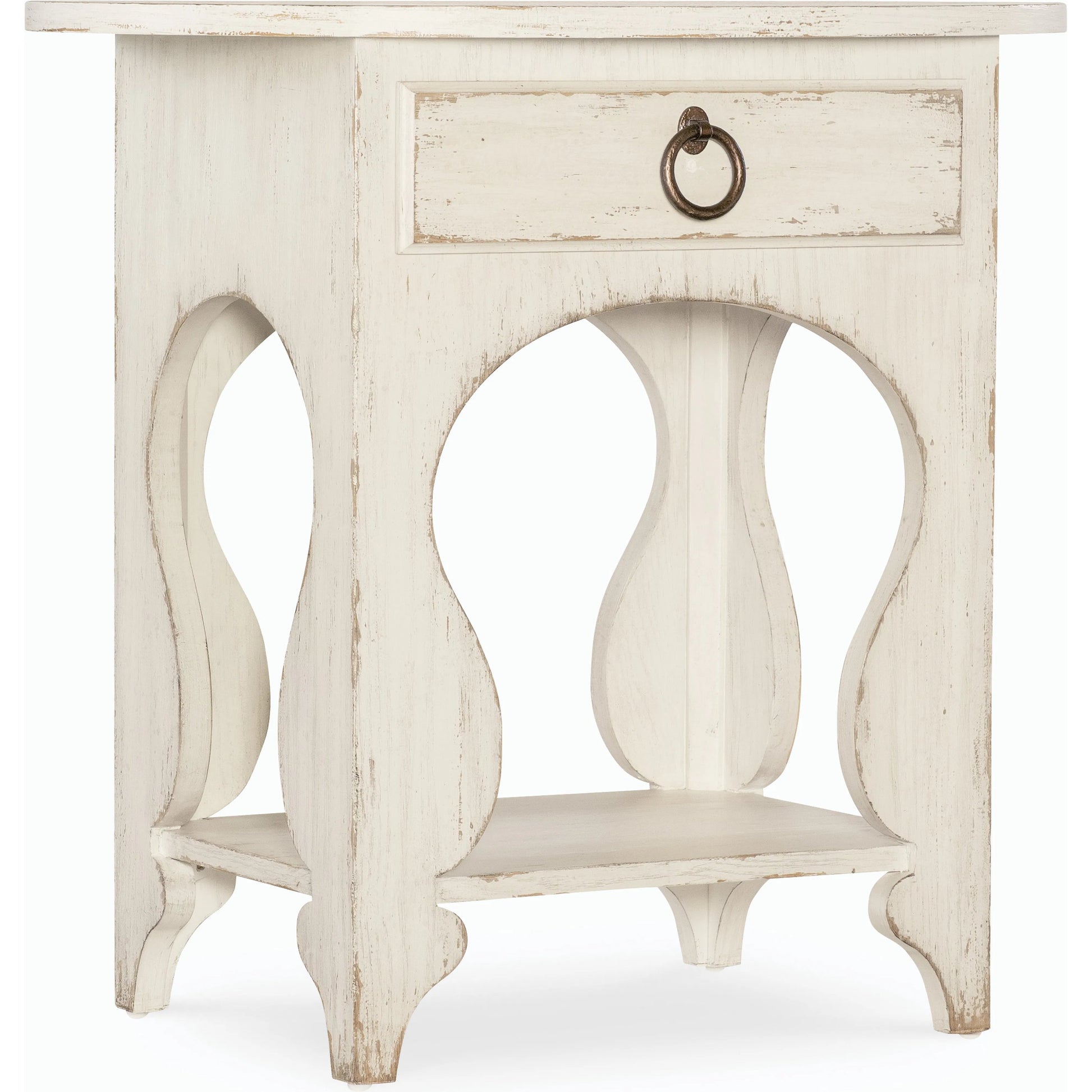 Americana One-Drawer Oval Nightstand by Hooker Furniture. Made from oak veneers in a modern style.