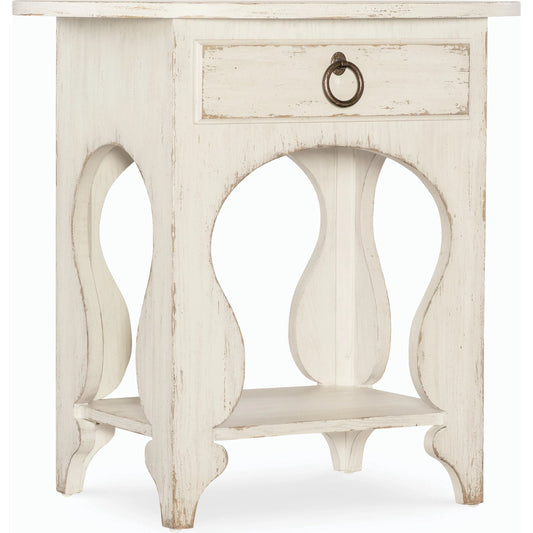 Americana One-Drawer Oval Nightstand by Hooker Furniture. Made from oak veneers in a modern style.