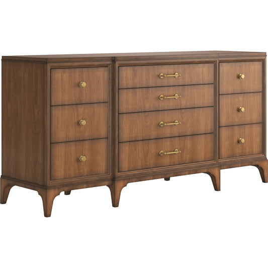 Harbor Dresser by A.R.T. Furniture in lakeside sepia. Made from rubber wood solid, prima vera quarter cut, light figure veneer in a unique style.