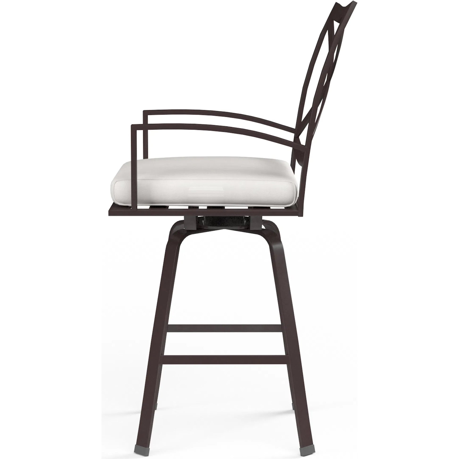 La Outdoor Jolla Swivel Counter Stool by Sunset West in espresso. Made from aluminum in a modern style.