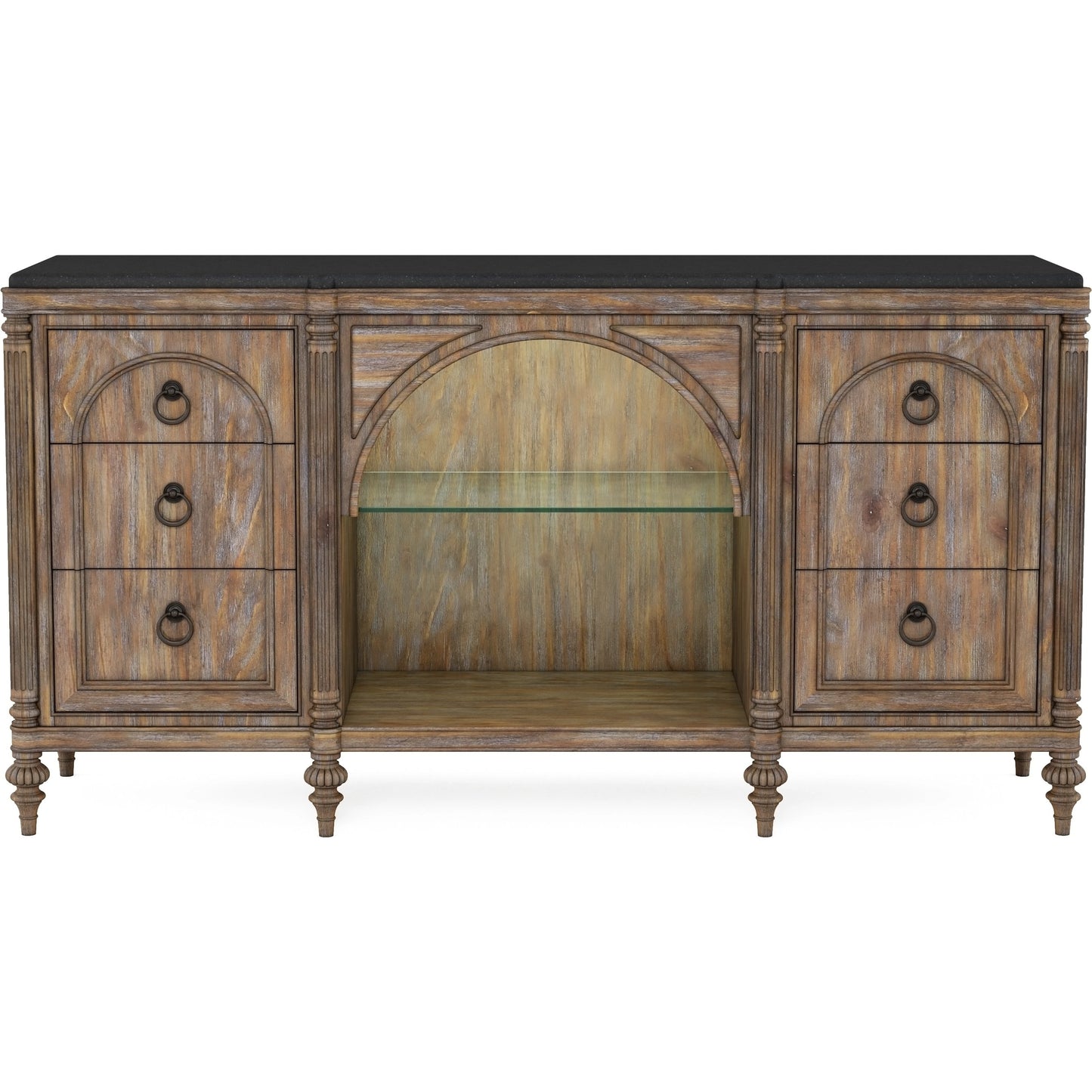 002 SI-2064913 | Additional Silo | Architrave Server by A.R.T. Furniture in almond. Made from pine solids and veneer, glass, granite, metal in a traditional style.