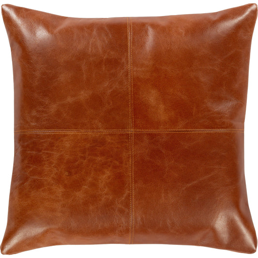 Barrington Pillow - 17705 by Surya in brown. Made from leather, cotton in a modern style.