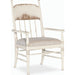 Americana Upholstered Seat Arm Chair by Hooker Furniture in beige. Made from oak veneers and fabric in a cottage & farmhouse style.