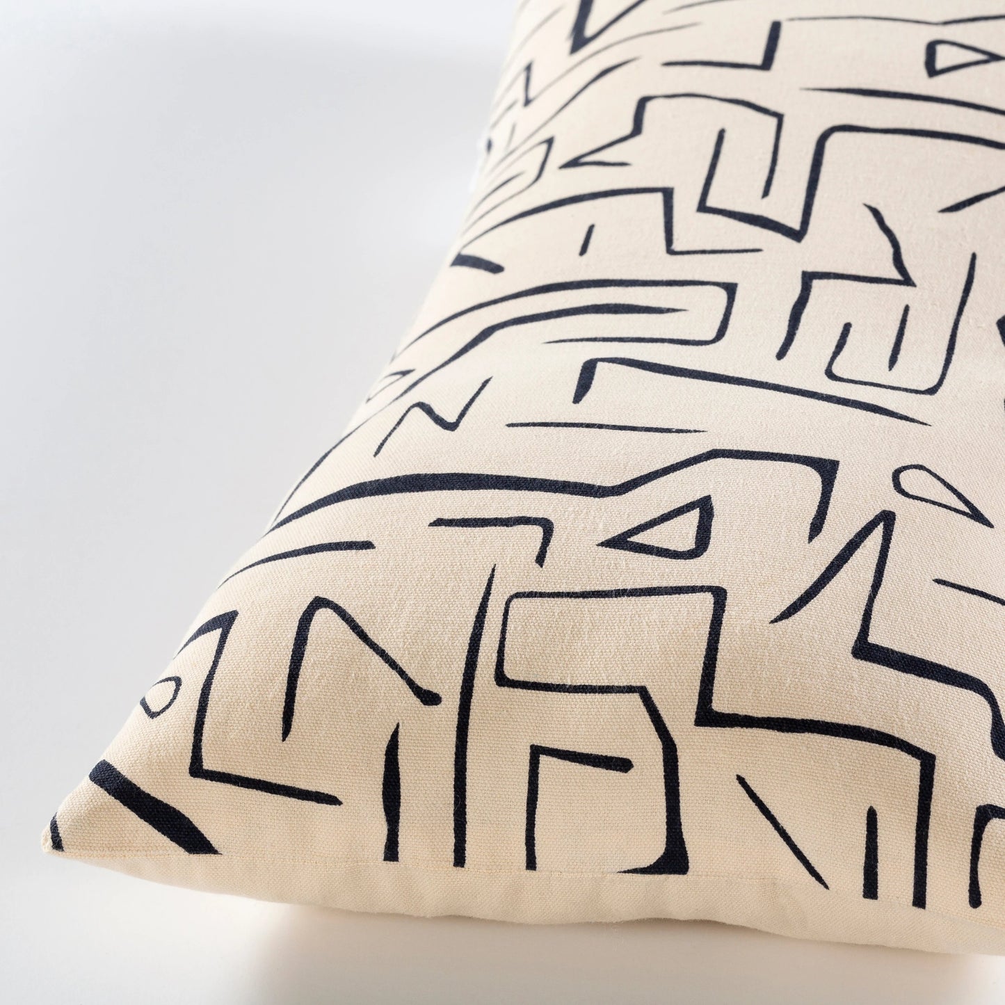 001 SI-1878028,SI-1878029 | Closeup | Bogolani Pillow - 23751 by Livabliss in cream, black. Made from 100% cotton in a eclectic & global style.