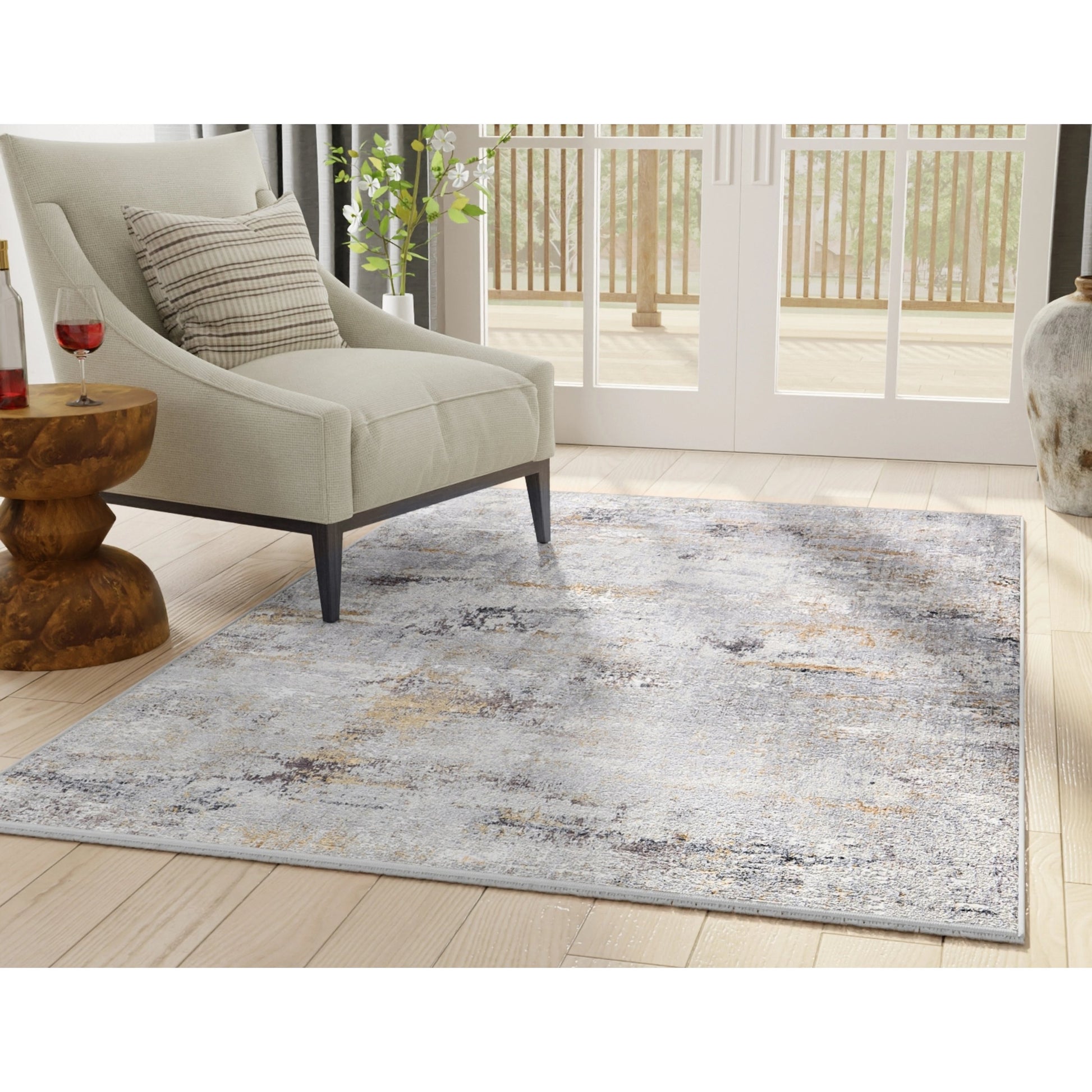 Cadiz Rug - 3887F by Feizy in ivory, gray, gold. Made from viscose, acrylic in a unique style.