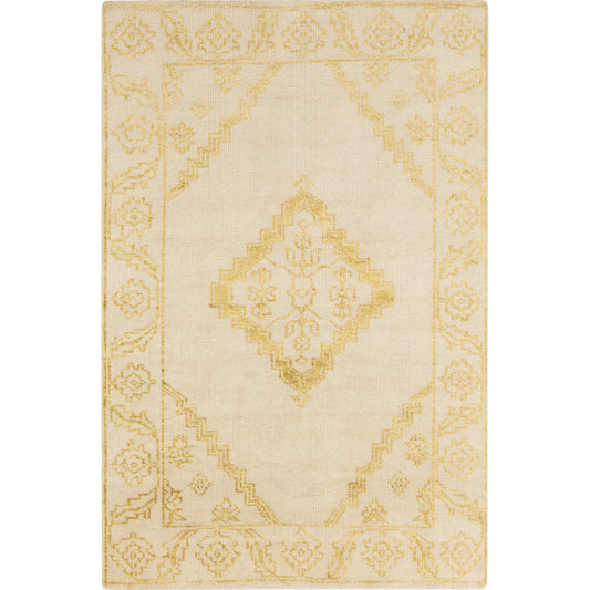 Bagras Rug - 12624 by Surya in mustard, light beige. Made from 50% bamboo, 20% cotton, 30% wool in a unique style.