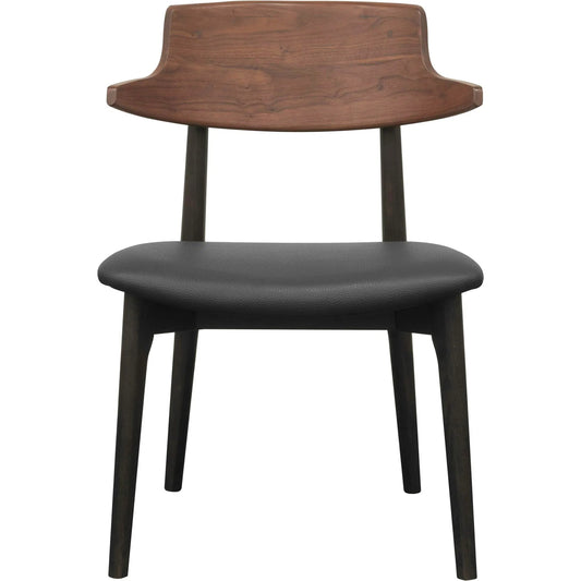 Billings Dining Chair by Surya in black, brown. Made from faux leather, oak, wood veneer, polyurethane foam, polyester, polyfill in a unique style.