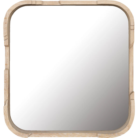 Post Square Accent Mirror by A.R.T. Furniture in cracked almond. Made from ash, solid pine, resin, glass in a modern style.