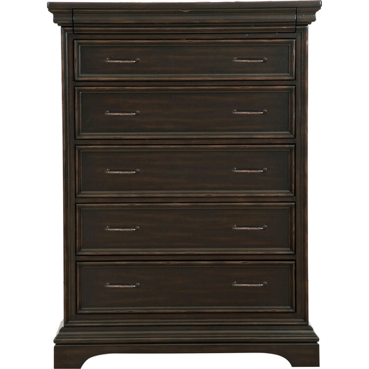 001 SI-2155449 | Primary Silo | Caldwell-Drawer Chest by Pulaski Furniture in deep brown. Made from acacia veneers, asian hardwood in a traditional style.