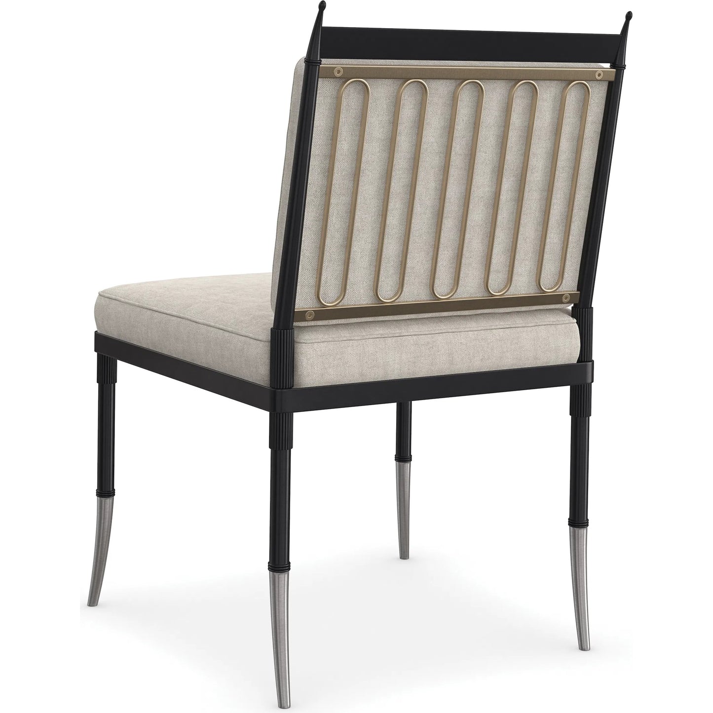 000 SI-2162974 | Additional Silo | Athena Side Chair by Caracole in linen, gold and graphite, brushed gold. Made from metal in a transitional style.