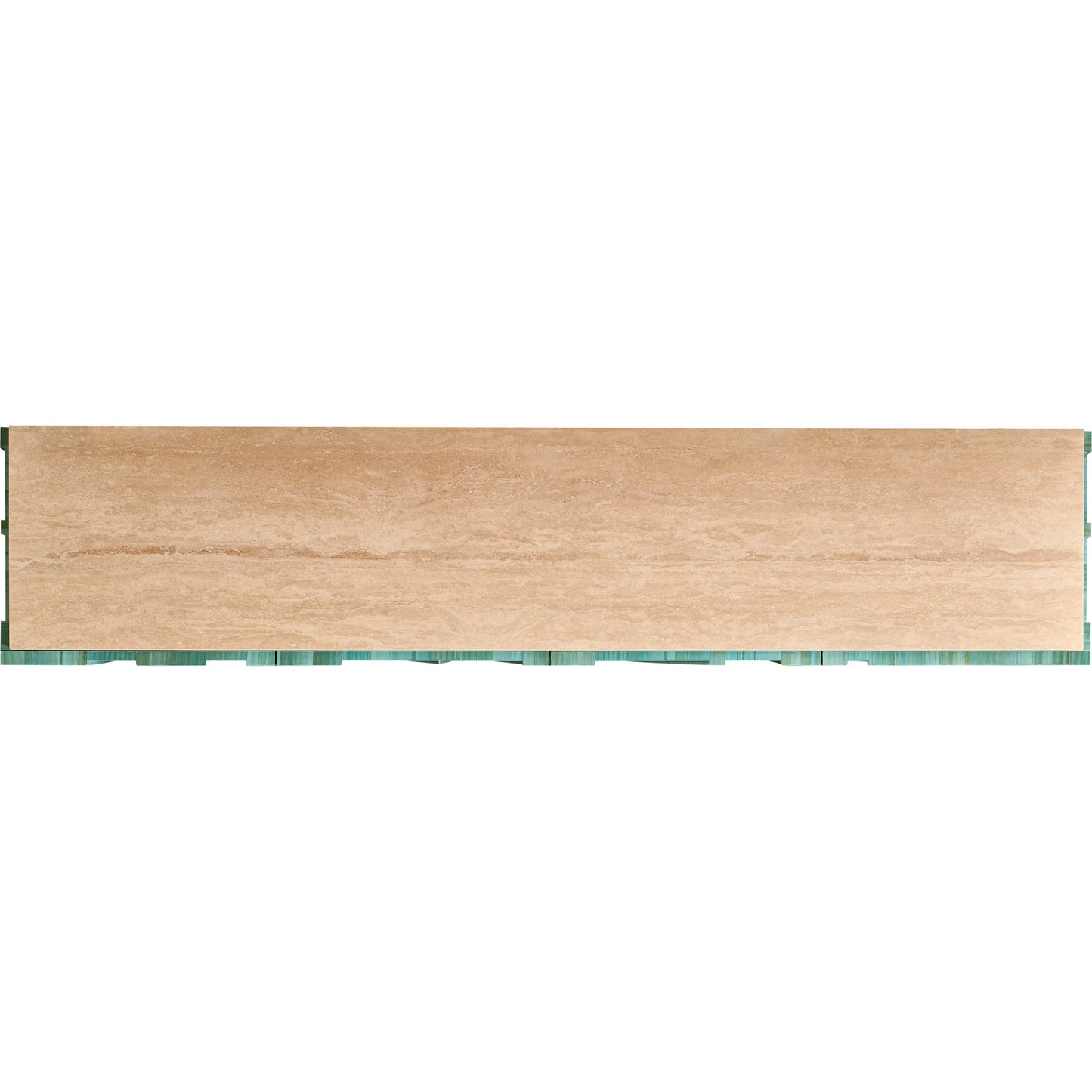 006 SI-2252659 | Additional Silo | Seaglass Entertainment Console by Jonathan Charles in blue and blue straw. Made from straw, marble, stainless steel, koto veneer in a eclectic & global style.