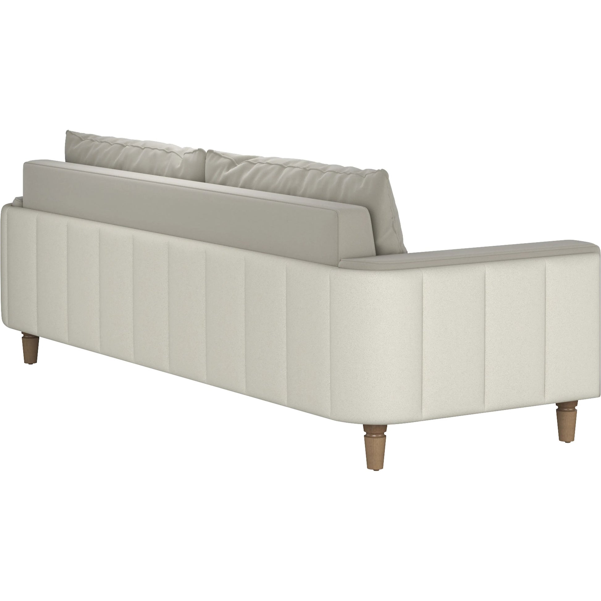 Barret Sofa by A.R.T. Furniture in beige and café au lait. Made from inside: velvet sand colored polyester fabric, outback in faux-leather parchement colored material in a traditional style.