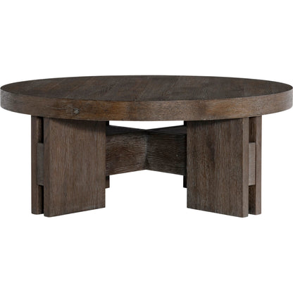 Outline Round Cocktail Table by Bernhardt in cassel. Made from wood in a transitional style.