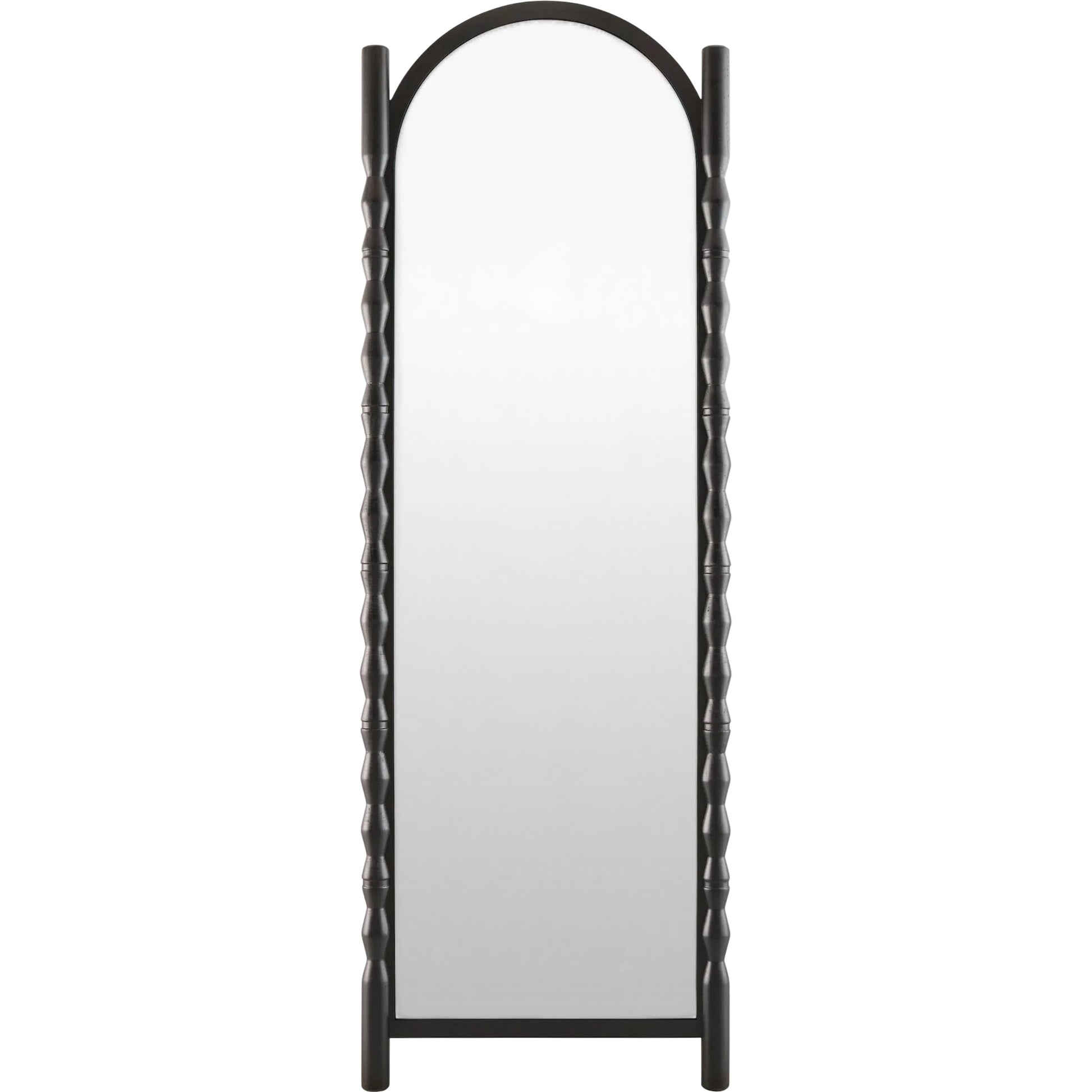 Bellinda Leaning Accent Mirror by Livabliss in black. Made from pine in a unique style.