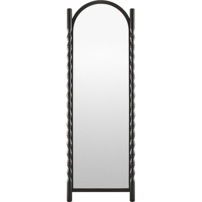 Bellinda Leaning Accent Mirror by Livabliss in black. Made from pine in a unique style.