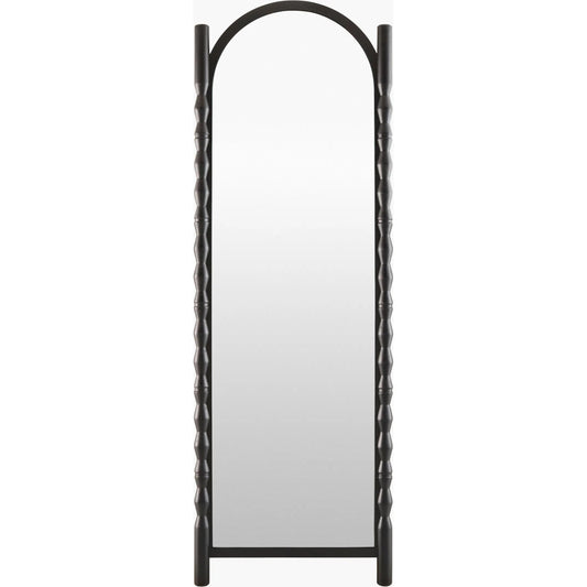 Bellinda Leaning Accent Mirror by Livabliss in black. Made from pine in a unique style.
