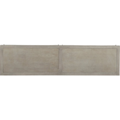 Elixir Buffet by Hooker Furniture in greige. Made from walnut veneers, faux shagreen in a cottage & farmhouse style.