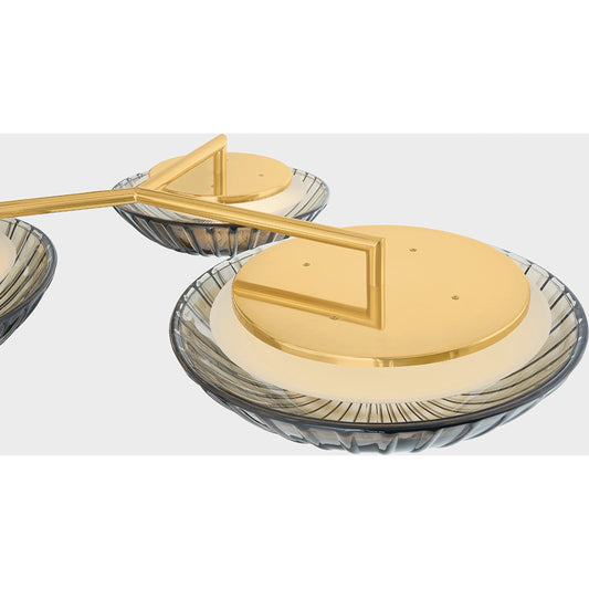 Birmingham Flush Mount by Corbett in vintage polished brass. Made from steel in a modern style.