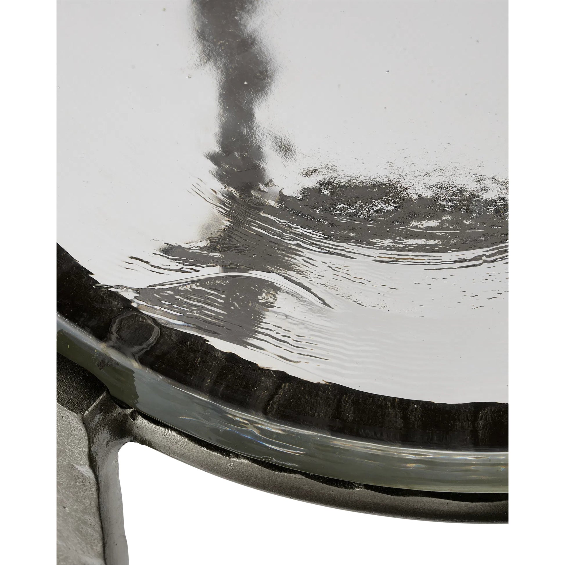 Acea Drinks Table by Currey and Company. Made from cast aluminum, cast glass in a modern style.