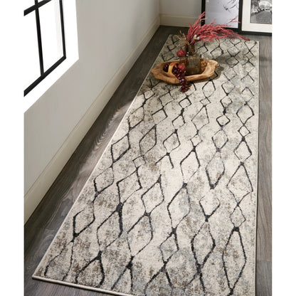 Kano Transitional Diamond Rug - 3872F by Feizy in ivory, gray, taupe. Made from polypropylene, polyester in a unique style.