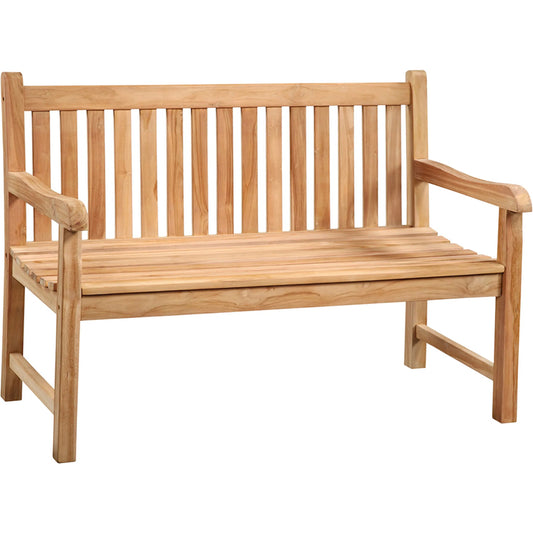 Tacca Teak Outdoor Bench by Arch & Plane in brown and natural wood sealed finish. Made from teak wood in a modern style.