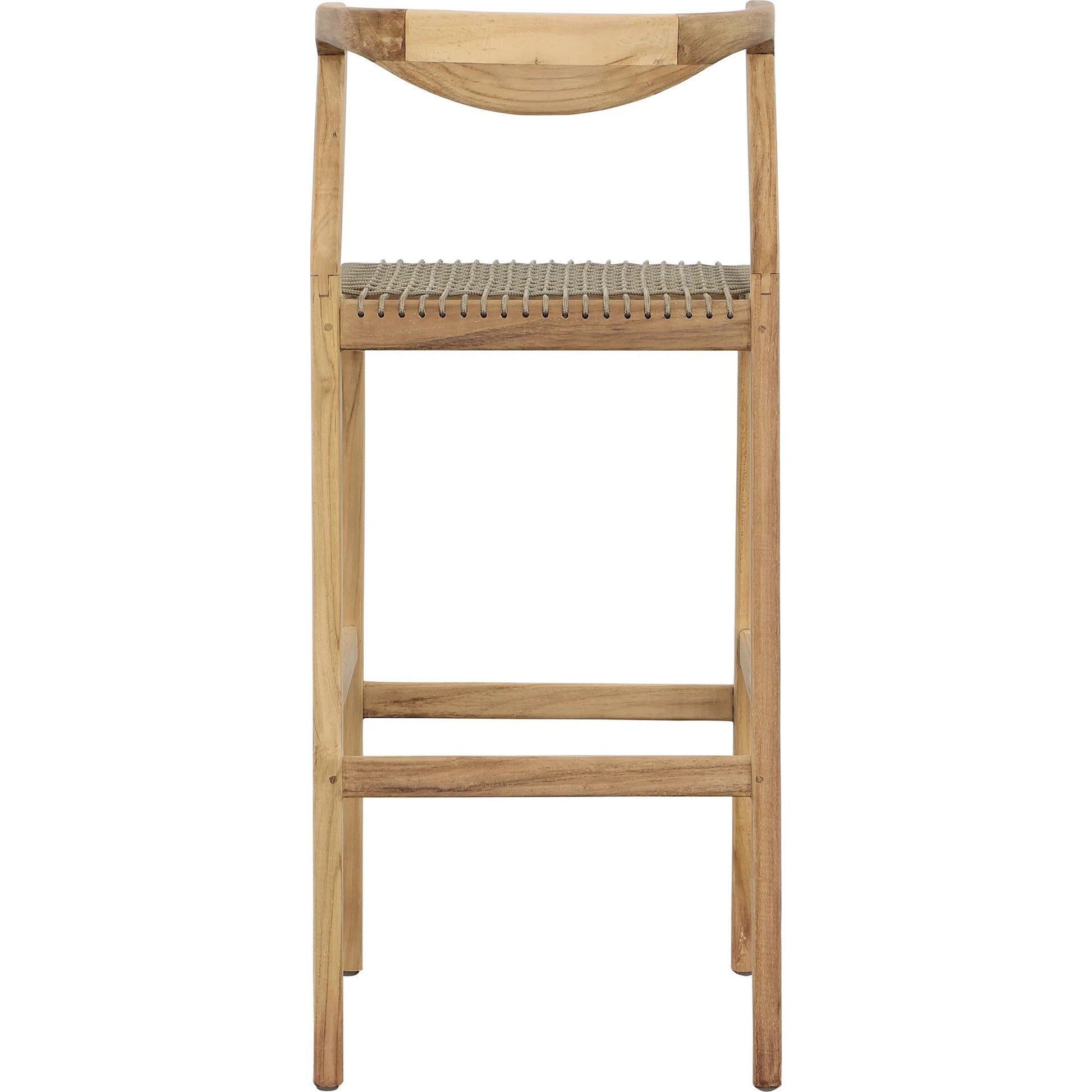 Jaida Barstool by Arch & Plane in natural, taupe. Made from teak wood, synthetic rope in a transitional style.