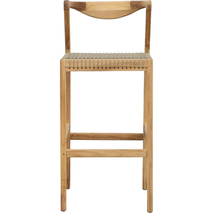 Jaida Barstool by Arch & Plane in natural, taupe. Made from teak wood, synthetic rope in a transitional style.