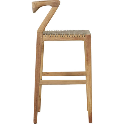 Jaida Barstool by Arch & Plane in natural, taupe. Made from teak wood, synthetic rope in a transitional style.
