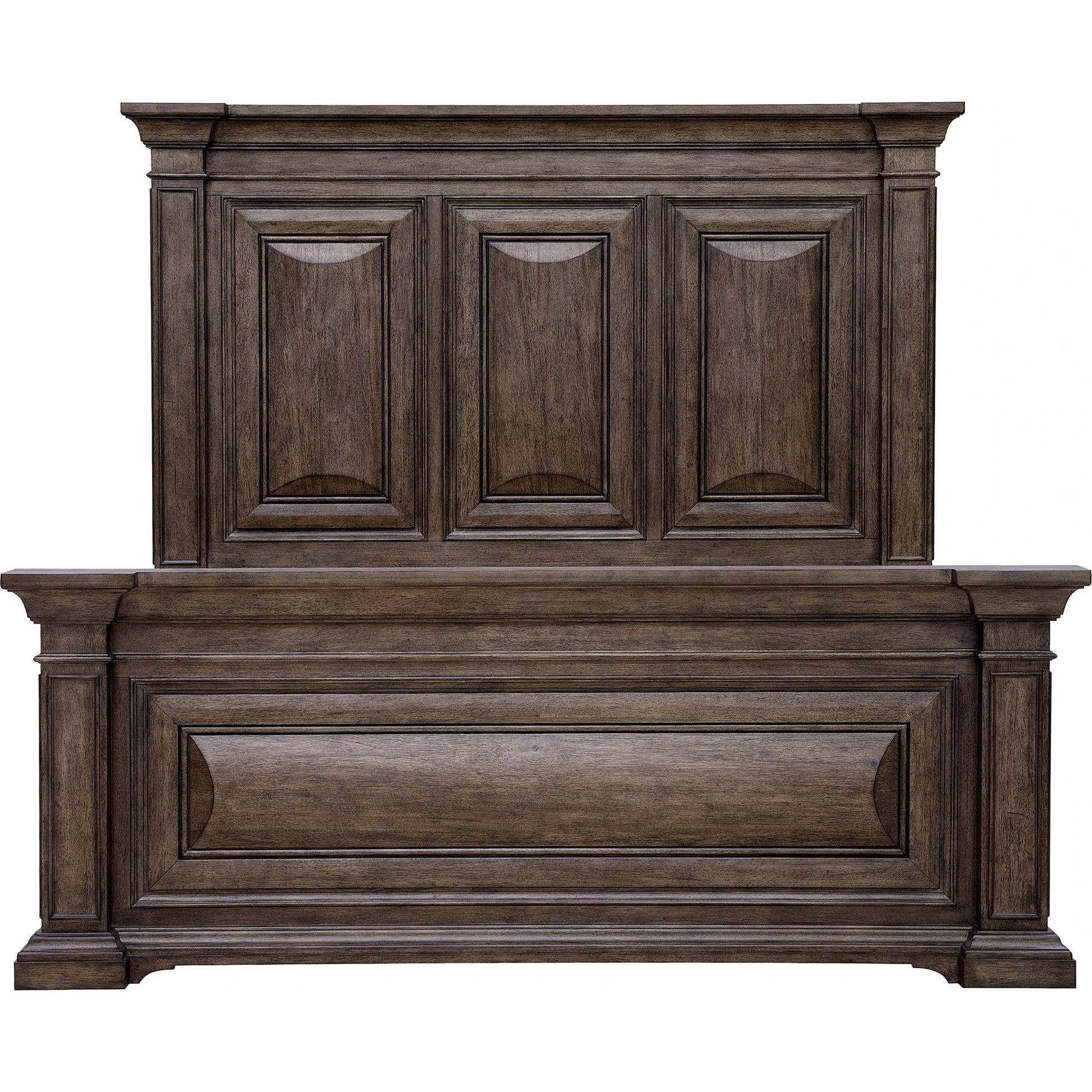 Woodbury Panel Bed by Pulaski Furniture in cowboy boots brown. Made from rubberwood in a traditional style.